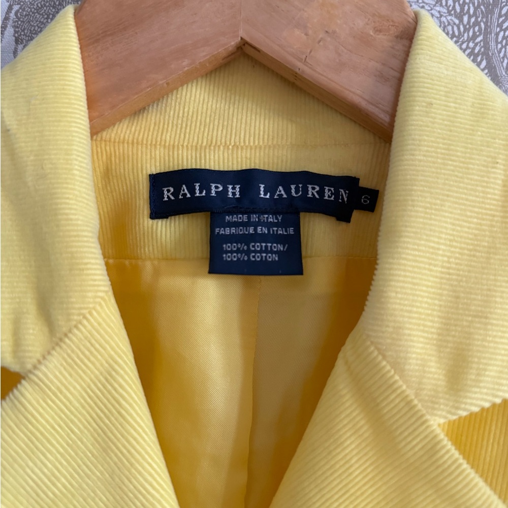 Ralph Lauren Bright Yellow 100% cotton, made in Italy Blazer - Picture 2 of 12